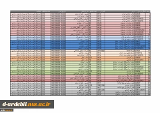 برنامه امتحانات 003 متمرکز ترم تابستانی استان اردبیل